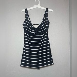 Coco Rave Black White Stripe Tankini Swimsuit Top